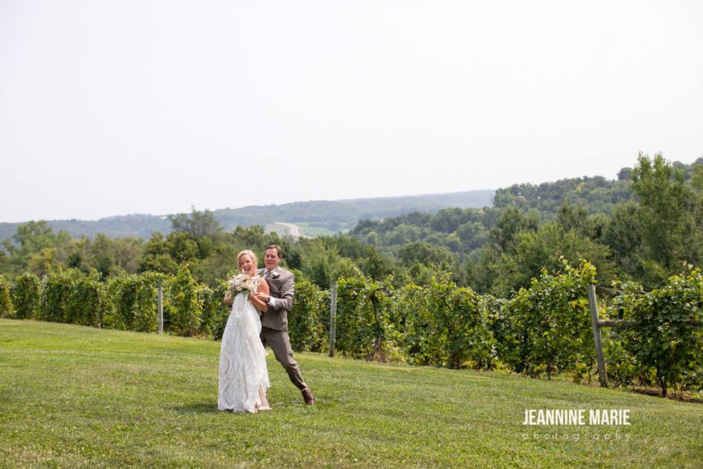 Wedding day overlooking the trees in Sogn valley in southern Minnesota